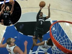Timberwolves superam lesões para vencer a série sobre o Nuggets Jaden McDaniels, que marcou 32 pontos, atira um flutuador durante a vitória dos Timberwolves por 110-98 no Jogo 6 da série sobre o Nuggets em 30 de abril de 2026 em Minneapolis.