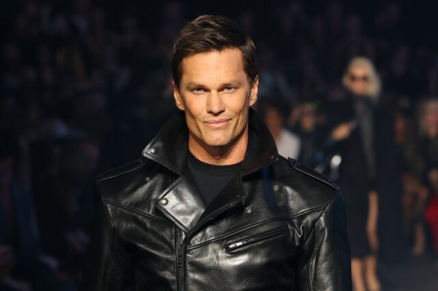 US former football player Tom Brady walks the runway during the Gucci Cruise 2027 collection fashion show at Times Square in New York on May 16, 2026. (Photo by ANGELA WEISS / AFP via Getty Images)