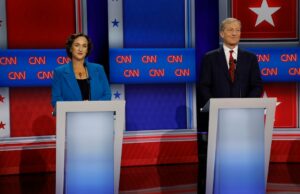 Tom Steyer e Katie Porter se enfrentam contra ‘Crook’ Trump enquanto rivais evitam posições difíceis Tom Steyer e Katie Porter se enfrentam contra 'Crook' Trump enquanto rivais evitam posições difíceis