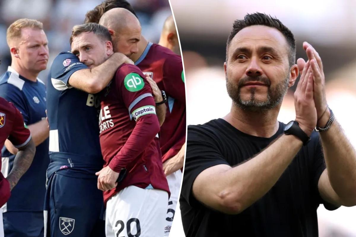 O técnico do Tottenham Hotspur, Roberto De Zerbi, aplaudindo os fãs.
