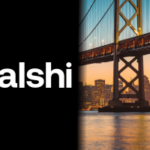 Logotipo Kalshi ao lado da Ponte da Baía de São Francisco destacando o processo tribal do Nono Circuito da Califórnia e a disputa legal do mercado de previsão