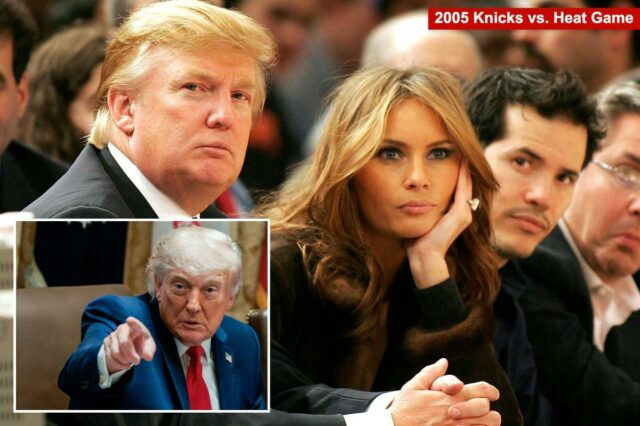 Trump: 'Acho que irei' aos jogos das finais da NBA Donald Trump e Melania Knauss assistem ao jogo Knicks x Miami Heat.