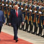 Xi e Trump na cerimônia de boas-vindas.