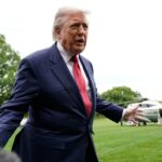 President Donald Trump speaks to reporters as he walks to board Marine One on the South Lawn of the White House, Friday, May 8, 2026, in Washington.