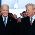 Joe Biden (L) and Donald Trump arrive for the inauguration ceremony where Donald Trump would be sworn in as the 47th US President in the US Capitol Rotunda in Washington, DC, on January 20, 2025.