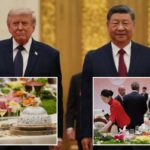 Trump desfruta de um luxuoso jantar oficial com costela de boi, pato assado e sorvete durante visita à China