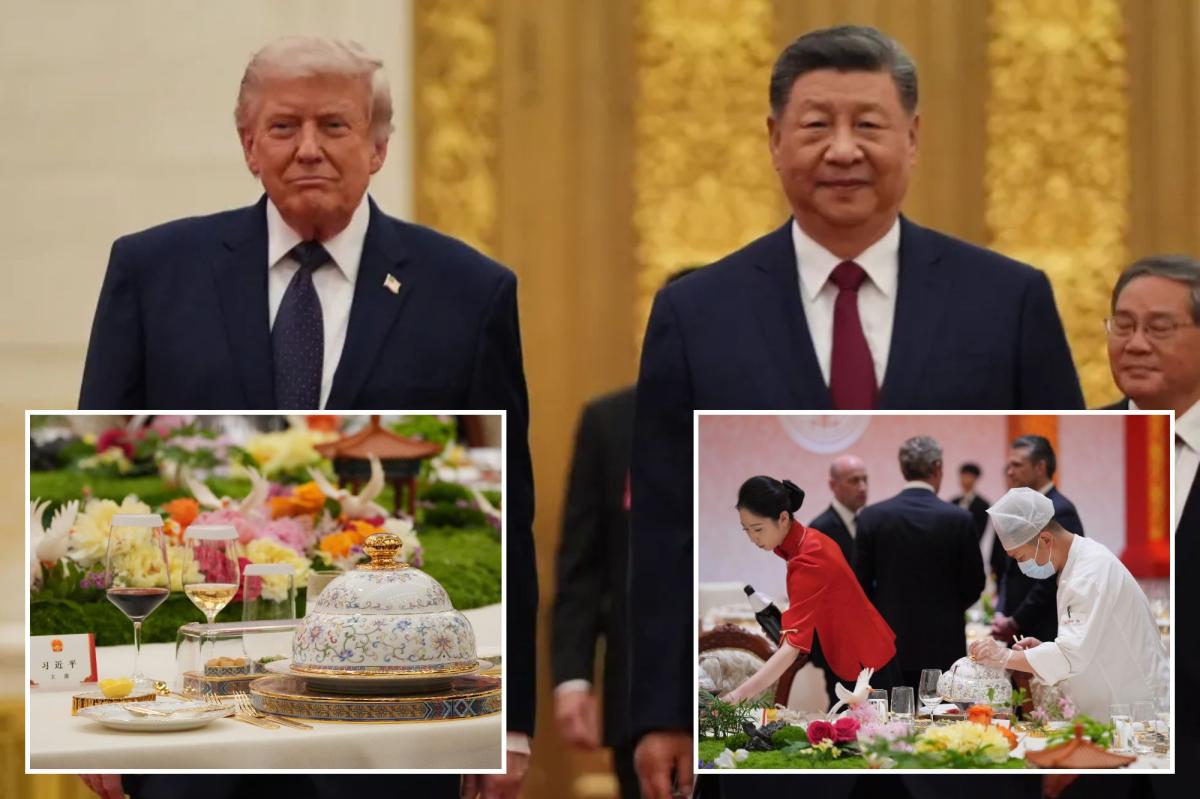 Trump desfruta de um luxuoso jantar oficial com costela de boi, pato assado e sorvete durante visita à China