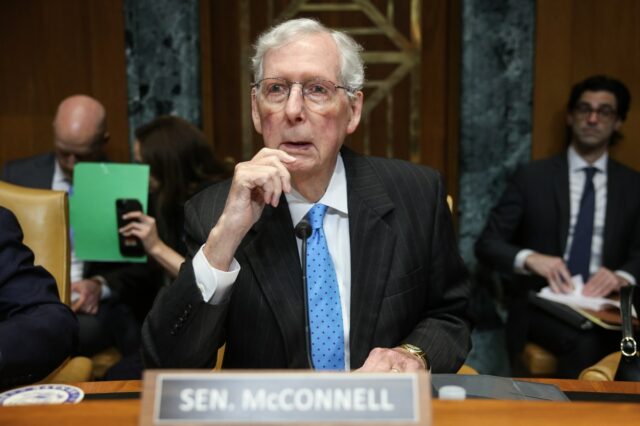 Senator Mitch McConnell at a hearing on Capitol Hill in Washington D.C. on Tuesday.