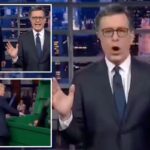 Trump gerado por IA caminha atrás de Colbert no último show
