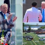Trump se diverte 'um pouco' com graduados da Guarda Costeira: 'Olha os músculos desse cara'