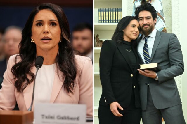 Tulsi Gabbard renuncia ao cargo de Diretora de Inteligência Nacional, Diretor de Inteligência Nacional dos EUA, Tulsi Gabbard, falando em uma audiência do Comitê Selecionado de Inteligência da Câmara.