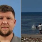 Left: Driver's license image of Lytvynchuk. Right: Image of the attack.