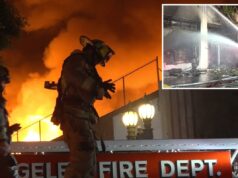 Um enorme inferno irrompe no centro de Los Angeles enquanto 100 bombeiros correm para o local Um enorme inferno irrompe no centro de Los Angeles enquanto 100 bombeiros correm para o local