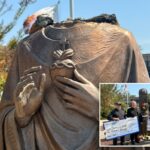 Vândalo decapita estátua de Jesus Cristo na igreja de Long Island, mas policiais intervêm para restaurá-la