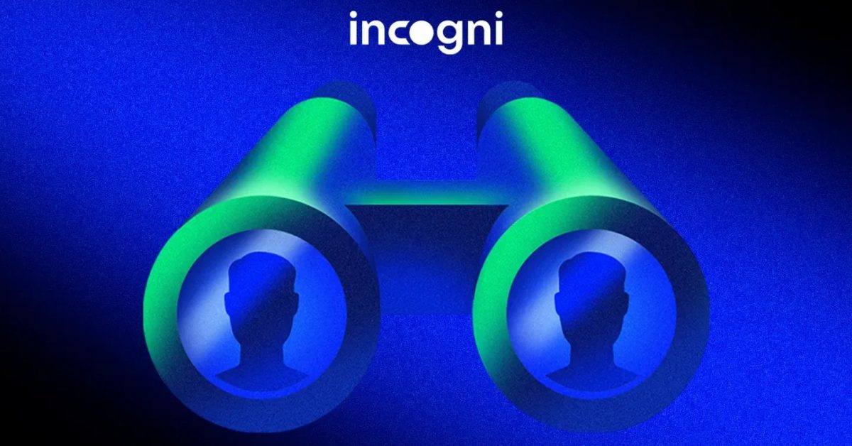 Incogni protege seus dados pessoais e de sua família | A infografia mostra um par de binóculos a olhar para uma pessoa e o logótipo Incogni