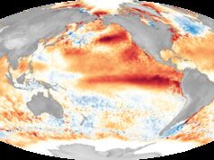 Veja por que você não precisa se preocupar com um ‘super’ El Niño – ainda Um mapa simples em preto e branco do Oceano Pacífico com uma caixa retangular mostra diferentes regiões onde o desenvolvimento de um El Niño ou La Niña é monitorado.
