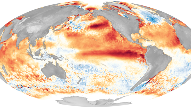 Veja por que você não precisa se preocupar com um Um mapa simples em preto e branco do Oceano Pacífico com uma caixa retangular mostra diferentes regiões onde o desenvolvimento de um El Niño ou La Niña é monitorado.