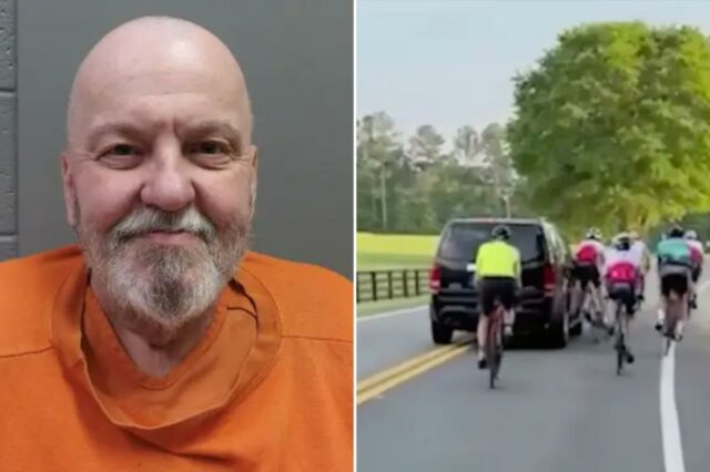 Vídeo selvagem captura o motorista idoso Jerry Ross, 72, colidindo com um grupo de ciclistas na estrada da Geórgia
