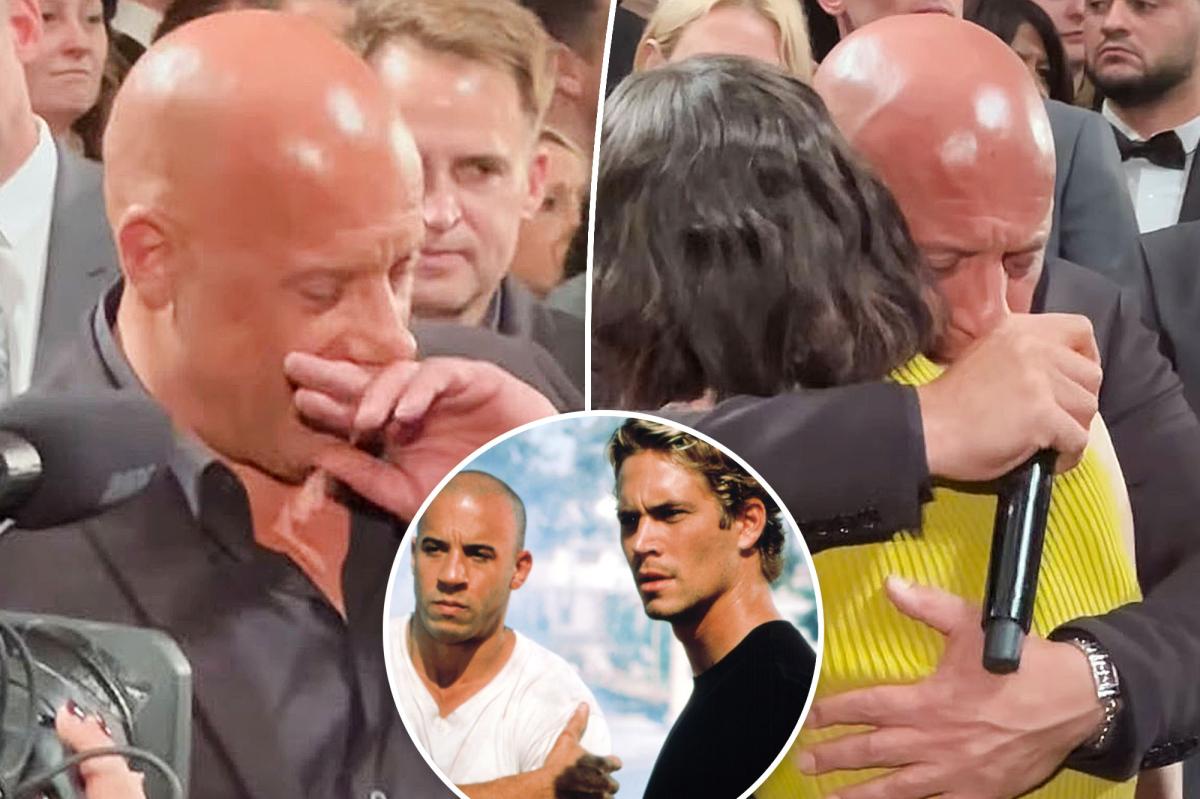 Vin Diesel chora por Paul Walker em Cannes - e abraça Meadow, filha da falecida co-estrela de 'Velozes e Furiosos'