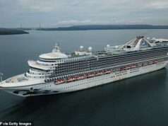 Vômito que quebra costelas atinge cruzeiro no Caribe Na foto acima está o navio Caribbean Princess da Princess Cruises chegando ao Panamá em 2020. Mais de 100 pessoas a bordo do navio esta semana contraíram norovírus