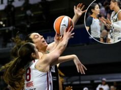 WNBA reprime o jogo físico durante o ‘período de sensibilidade’ enquanto a liga enfrenta o escrutínio dos árbitros Breanna Stewart sofre falta de Georgia Amoore durante a vitória do Liberty sobre os Mystics em 10 de maio de 2026.