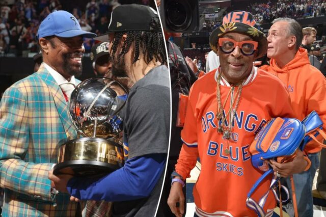 Walt Frazier e Spike Lee veem os Knicks como 'time Walt Frazier e Jalen Brunson entregam o troféu do Campeonato da Conferência Leste a Jalen Brunson.