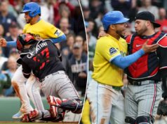 Willson Contreras, do Red Sox, desencadeia outro incidente de limpeza de bancos após colisão com o home plate Willson Contreras, do Red Sox, desencadeia outro incidente de limpeza de bancos após colisão com o home plate