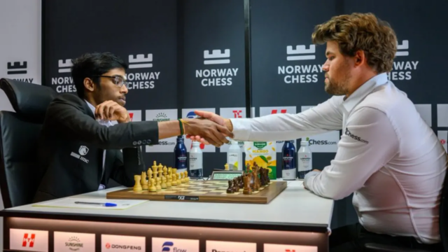 Xadrez da Noruega: R Praggnanandhaa surpreende Magnus Carlsen em thriller Xadrez da Noruega: R Praggnanandhaa surpreende Magnus Carlsen em thriller clássico