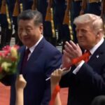 Xi cumprimenta Trump em cerimônia de boas-vindas em Pequim