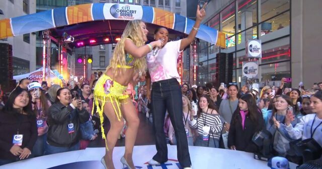 Zara Larsson leva um convidado especial ao palco para dançar na série de concertos do Citi de HOJE...Sheinelle!
