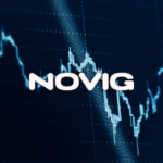 Logotipo da Novig exibido sobre um gráfico de negociação financeira após a aprovação da CFTC da empresa como um mercado nacional de previsões esportivas