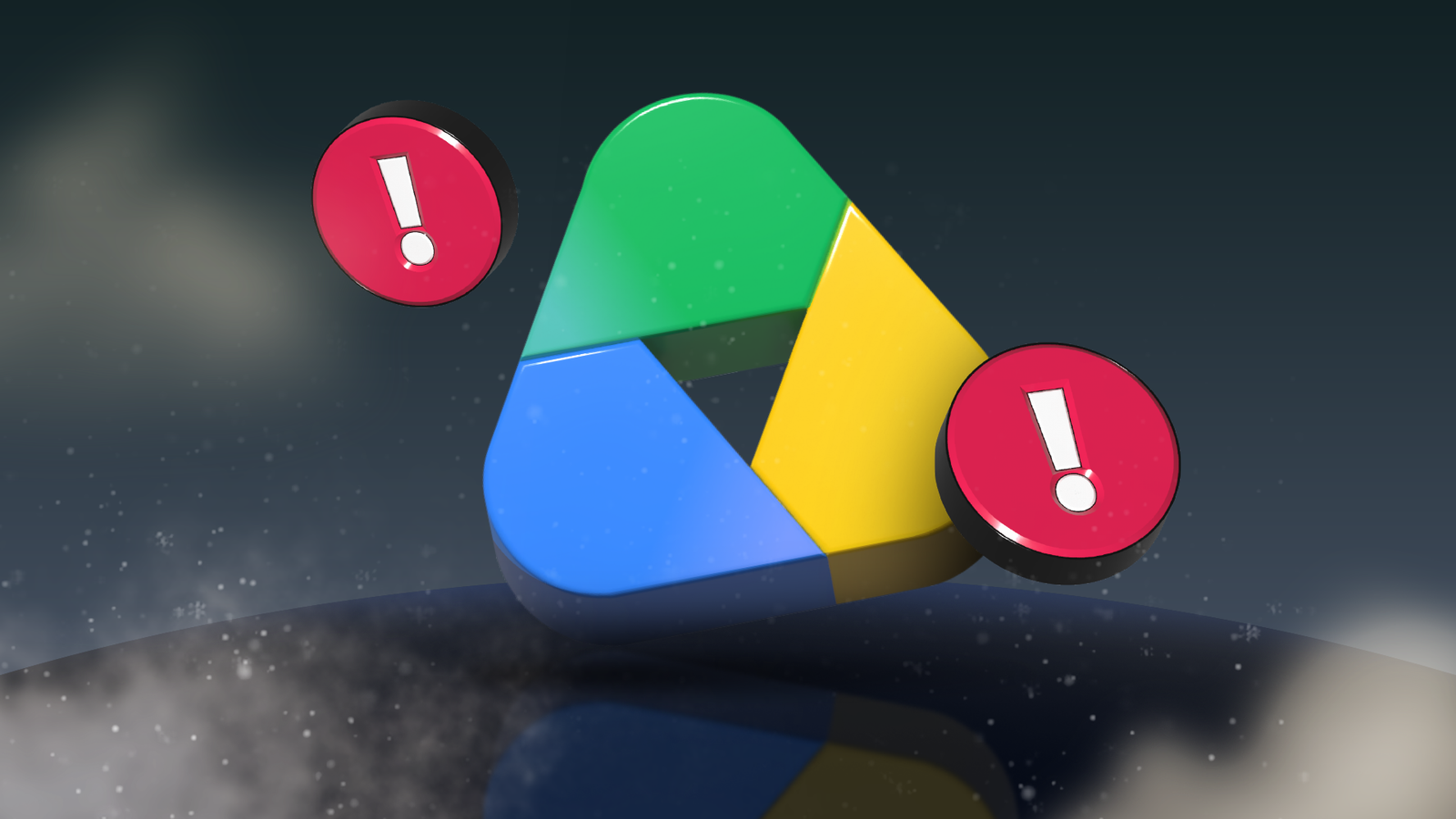Logotipo ‘G’ do Google cercado por uma barra de armazenamento mostrando ‘13 GB de 15 GB usados’ e algumas nuvens ao redor.