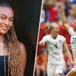 Jaedyn Shaw nº 8 dos Estados Unidos durante um amistoso entre Estados Unidos e Japão no Lumen Field em 14 de abril de 2026 em Seattle, Washington.