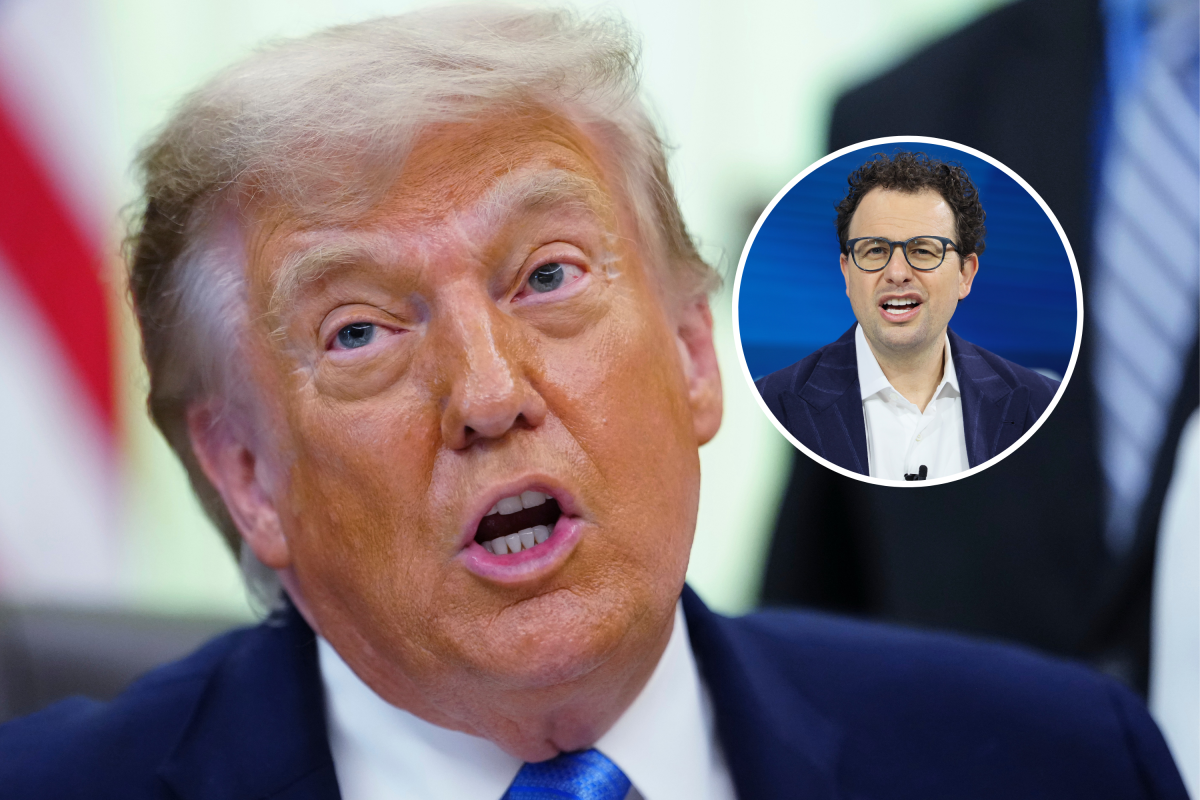 President Donald Trump speaks in the Oval Office of the White House, Wednesday, June 10, 2026, in Washington.  CEO and co-founder of Anthropic Dario Amodei speak onstage during the 2025 New York Times Dealbook Summit at Jazz at Lincoln Center on December 03, 2025 in New York City.