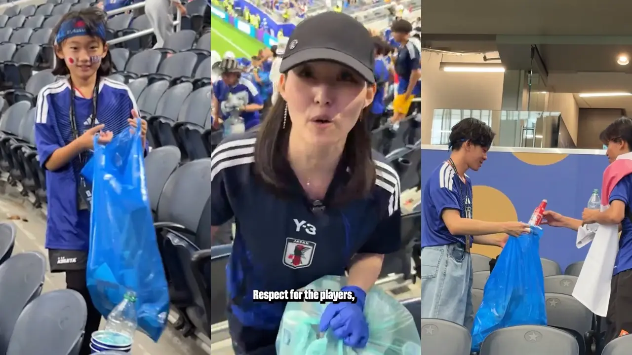 ASSISTA: Torcedores japoneses limpam arquibancadas após confronto com a Holanda e ganham corações online