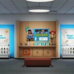 Renderizações das experiências nas lojas de Toy Story 5 chegarão em 8 de junho em lojas selecionadas da AT&T.