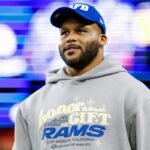 GLENDALE, ARIZONA - JANUARY 13: Former Los Angeles Rams defensive lineman Aaron Donald arrives to the stadium prior to an NFC Wild Card game against the Minnesota Vikings, at State Farm Stadium on January 13, 2025 in Glendale, Arizona. (Photo by Brooke Sutton/Getty Images)