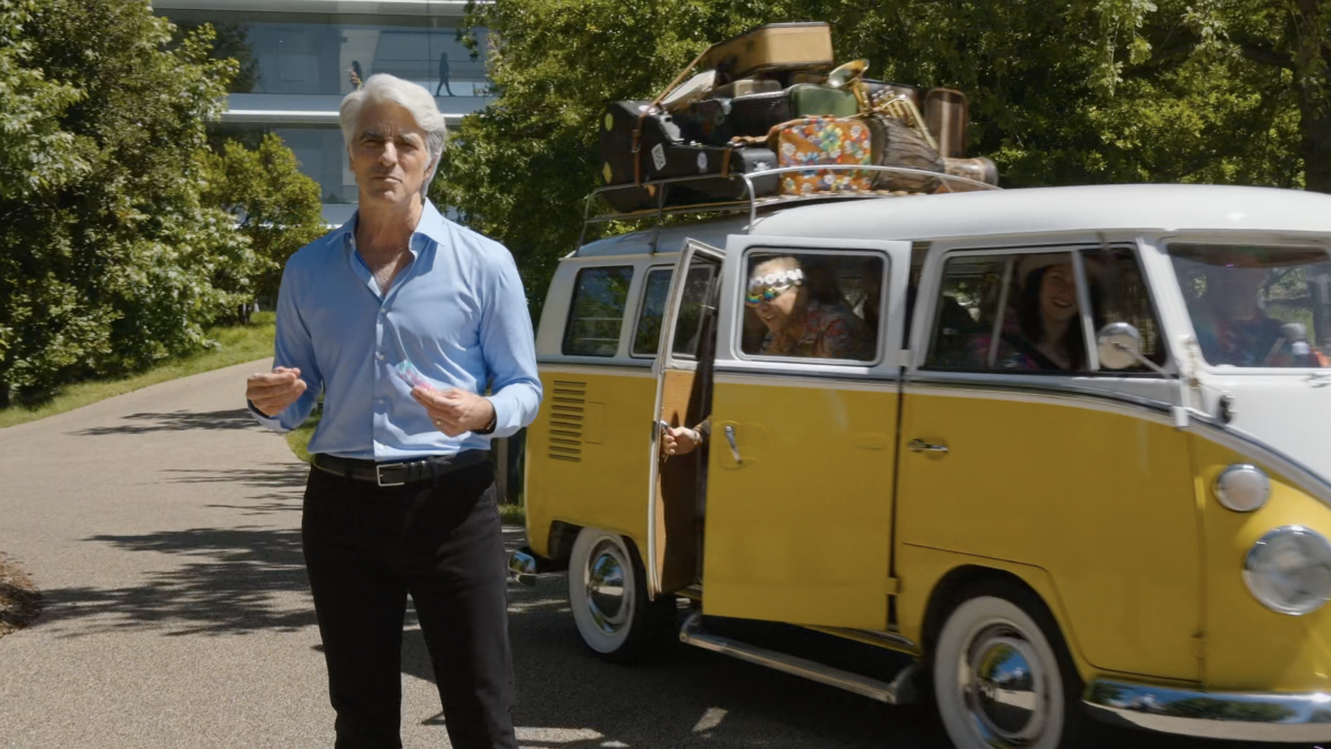 animação de maçã com van VW na WWDC 2026