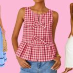 Vestidos maxi listrados azuis, florais vermelhos e azuis