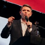 Texas state Representative James Talarico speaks at a rally in Houston on May 27, 2026.
