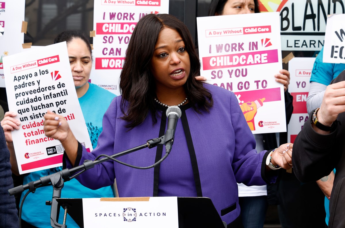 Janeese Lewis George speaks during a news conference in Washington, D.C., on March 27.