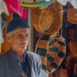 A seller and his shop, in the market of the Old Medina of Casablanca, Morocco, Casablanca, Morocco - March 29, 2023.
