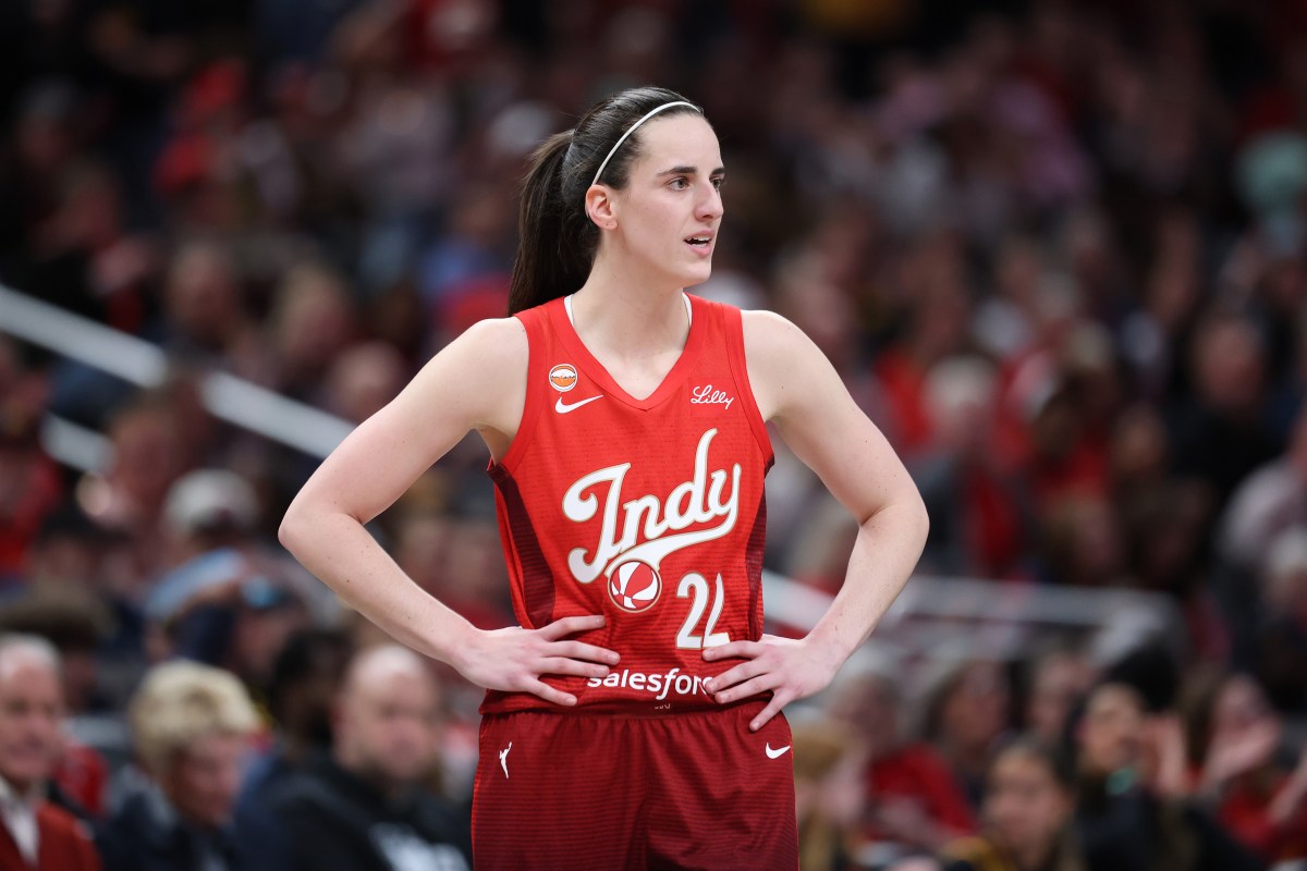 Indiana Fever star Caitlin Clark on the court against the Washington Mystics