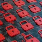 Cybersecurity concept red padlocks