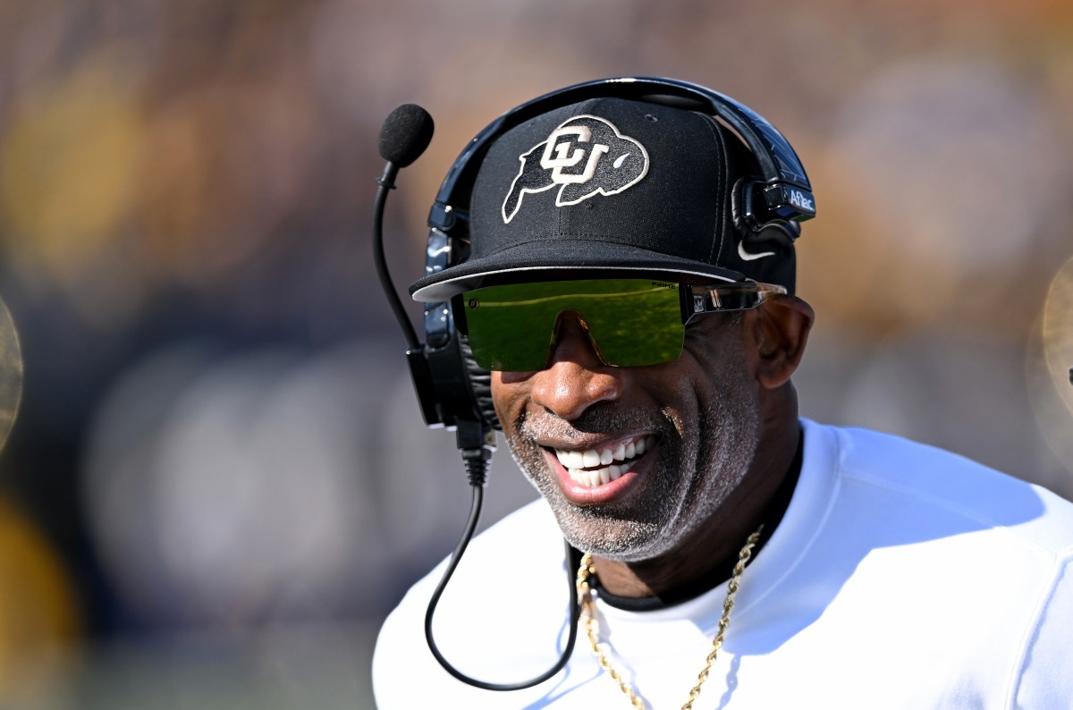 Head coach Deion Sanders of the Colorado Buffaloes