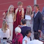 Dennis Quaid parecia positivamente tonto ao se reunir desajeitadamente com sua ex-esposa esta semana na formatura de seu filho no ensino médio - dias depois de entrar com pedido para encerrar o pagamento de pensão alimentícia - visto com Kimberly Buffington e os gêmeos Zoe e Thomas, 18