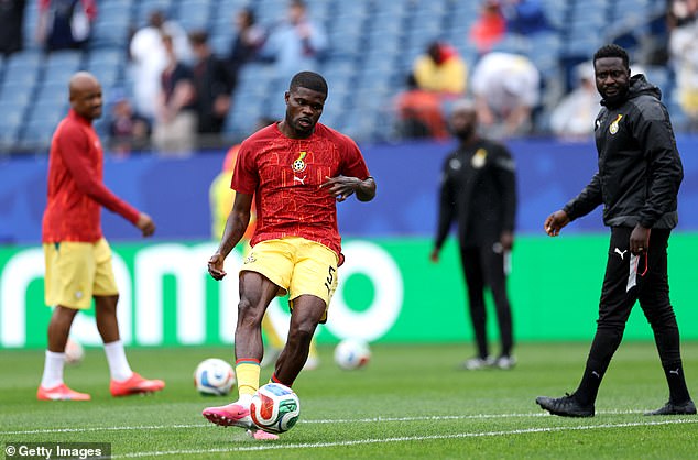 Thomas Partey fez sua estreia na Copa do Mundo contra a Inglaterra, em Boston, na noite de terça-feira