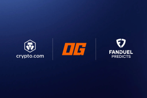 Os logotipos Crypto.com, OG Prediction Markets e FanDuel Predicts exibidos juntos, destacando uma nova parceria que expande os contratos regulamentados do mercado de esportes, entretenimento e previsão de eventos antes da Copa do Mundo.
