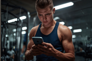 Atleta universitário analisando mensagens abusivas nas redes sociais no smartphone após perda em apostas esportivas. Fanatics lança programa visando abuso online contra atletas por meio de medidas de fiscalização de apostas esportivas