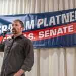 Democratic U.S. Senate candidate Graham Platner speaks to voters at a town hall at Elks Lodge 188 on June 7 in Portland, Maine. (Photo by Laura Brett/Getty Images)